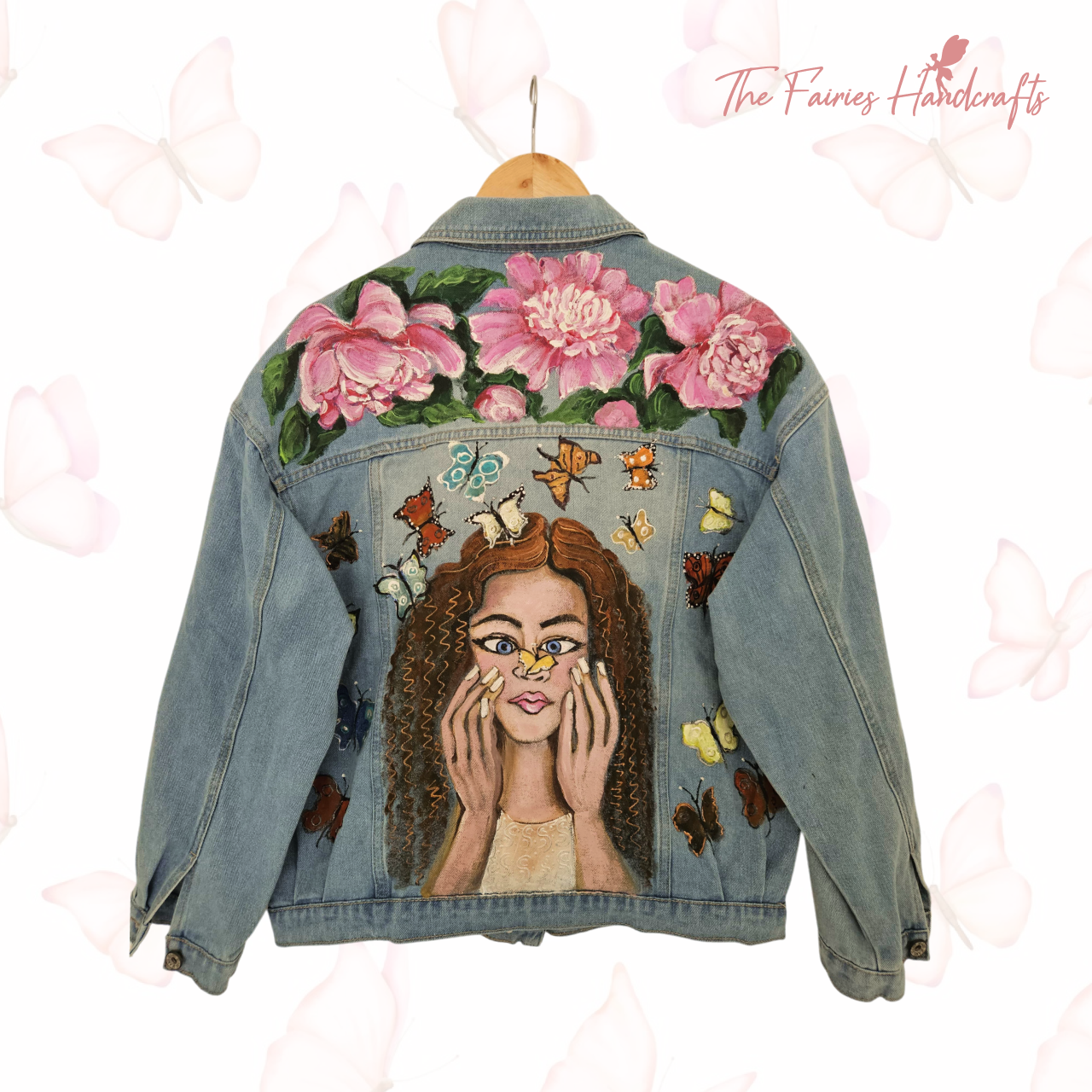 Butterfly Garden – Hand-Painted Denim Jacket