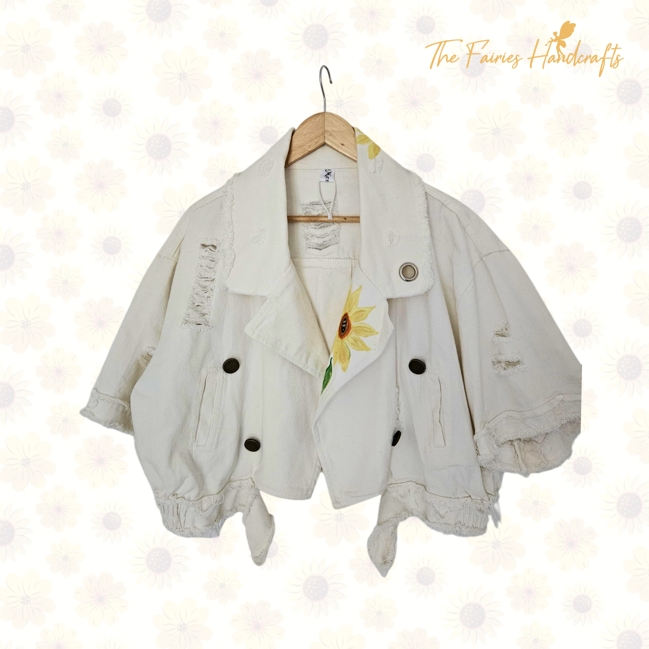 Sunflower Fields – Hand-Painted Cropped Jacket