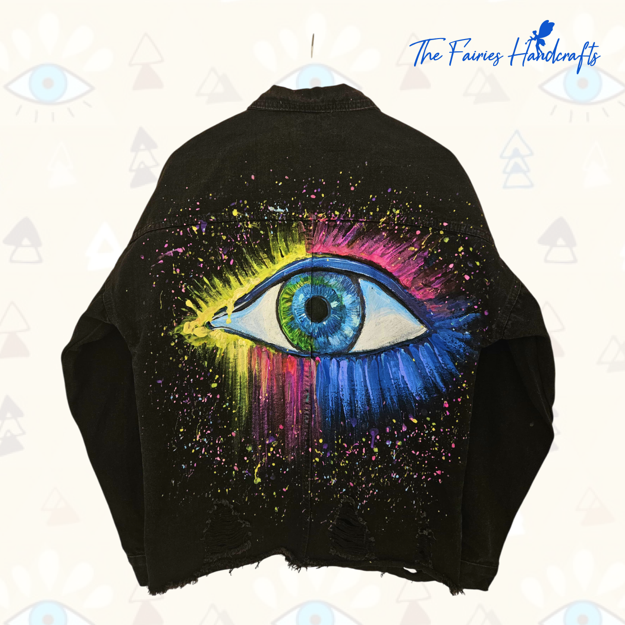 Visionary – Hand-Painted Black Denim Jacket