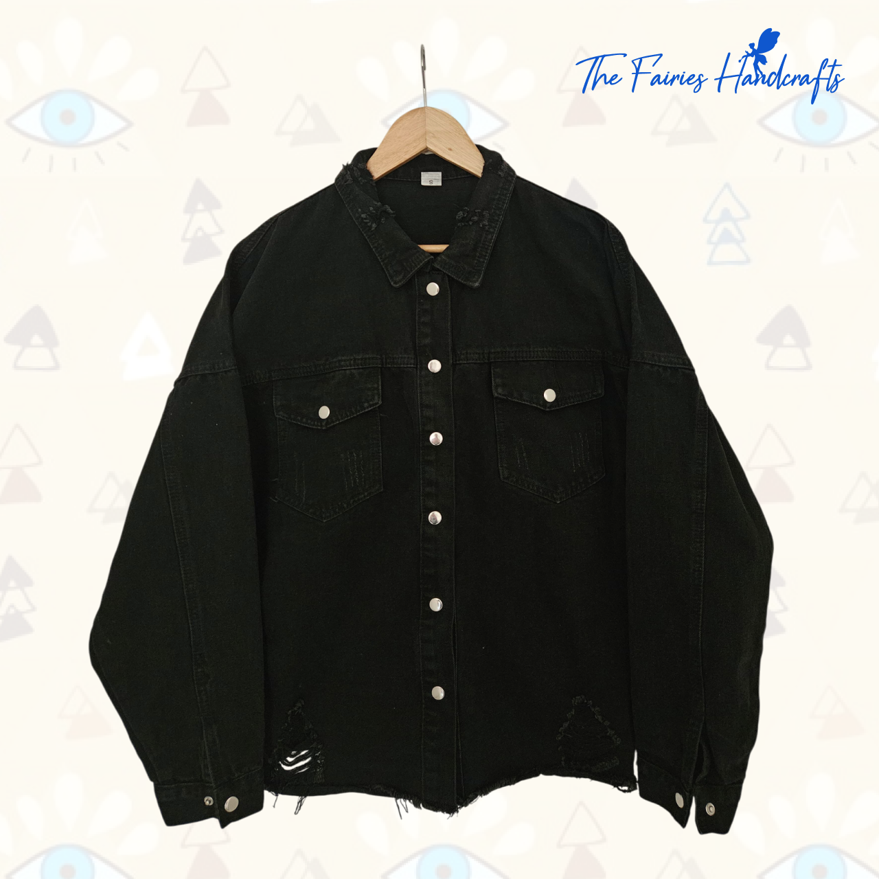 Visionary – Hand-Painted Black Denim Jacket
