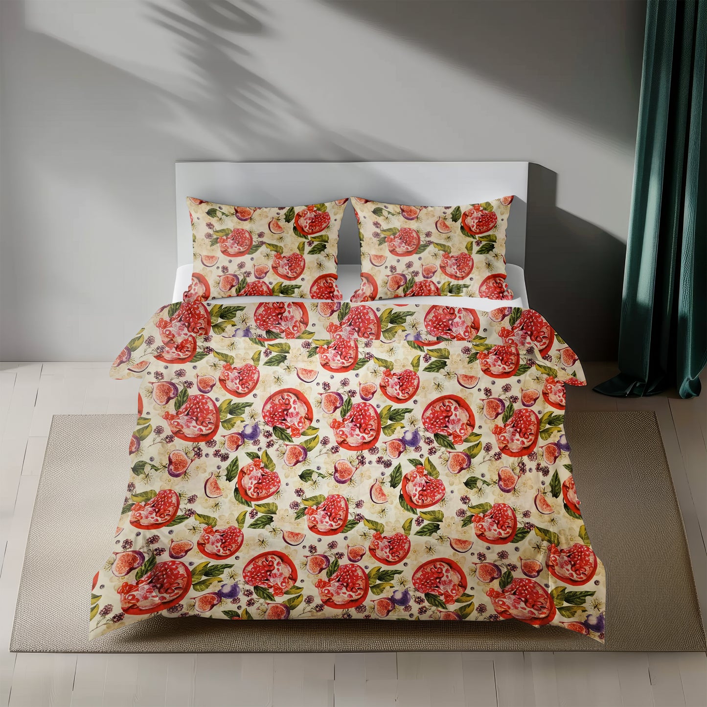 Pomegranate & Fig Satin Bedding Set (Size Double)