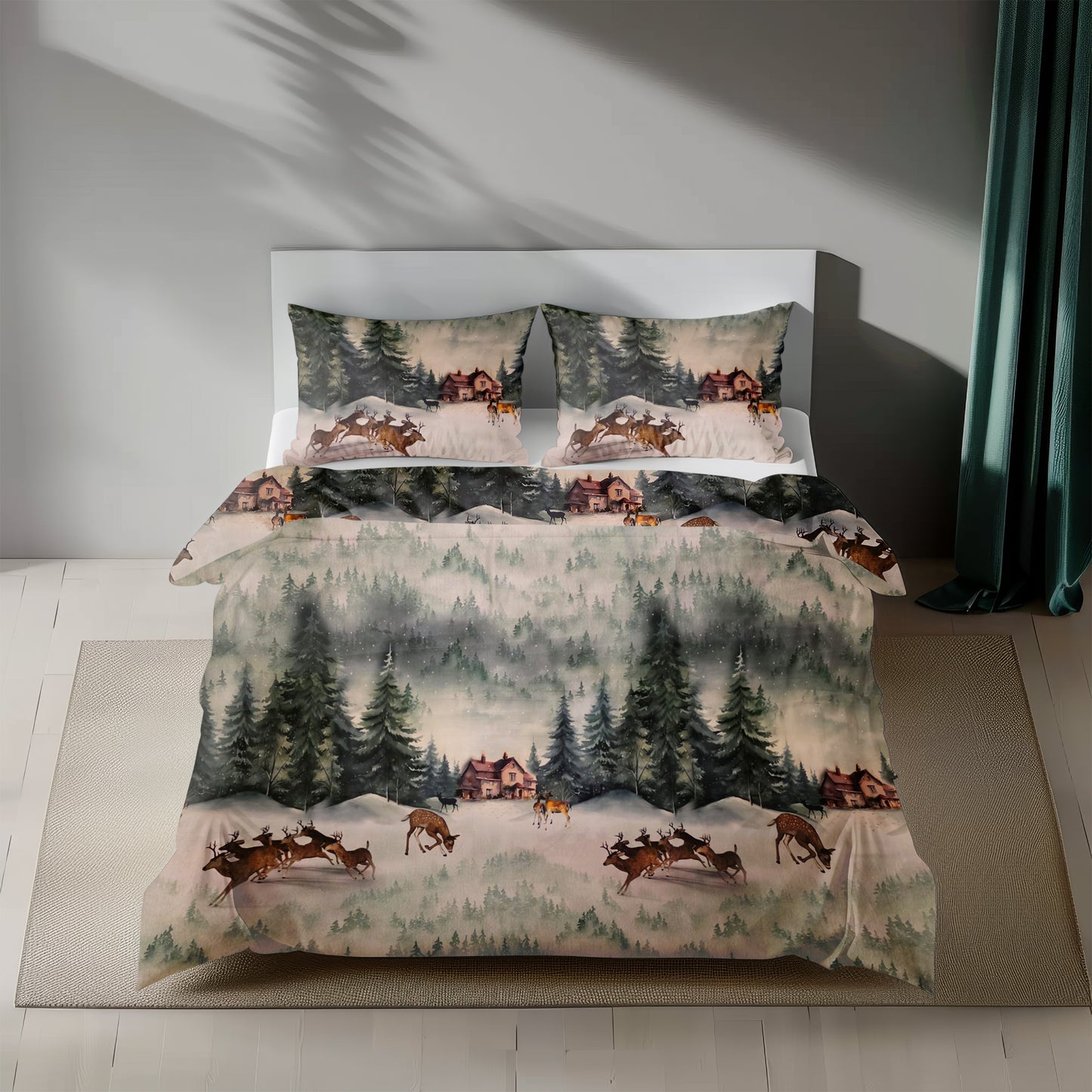 Whispering Pines – Winter Forest Bedding Set (Size Double)