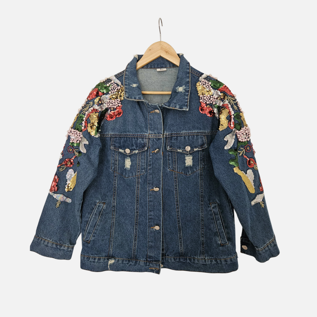 Maramureș Muse – Hand-Painted Denim Jacket