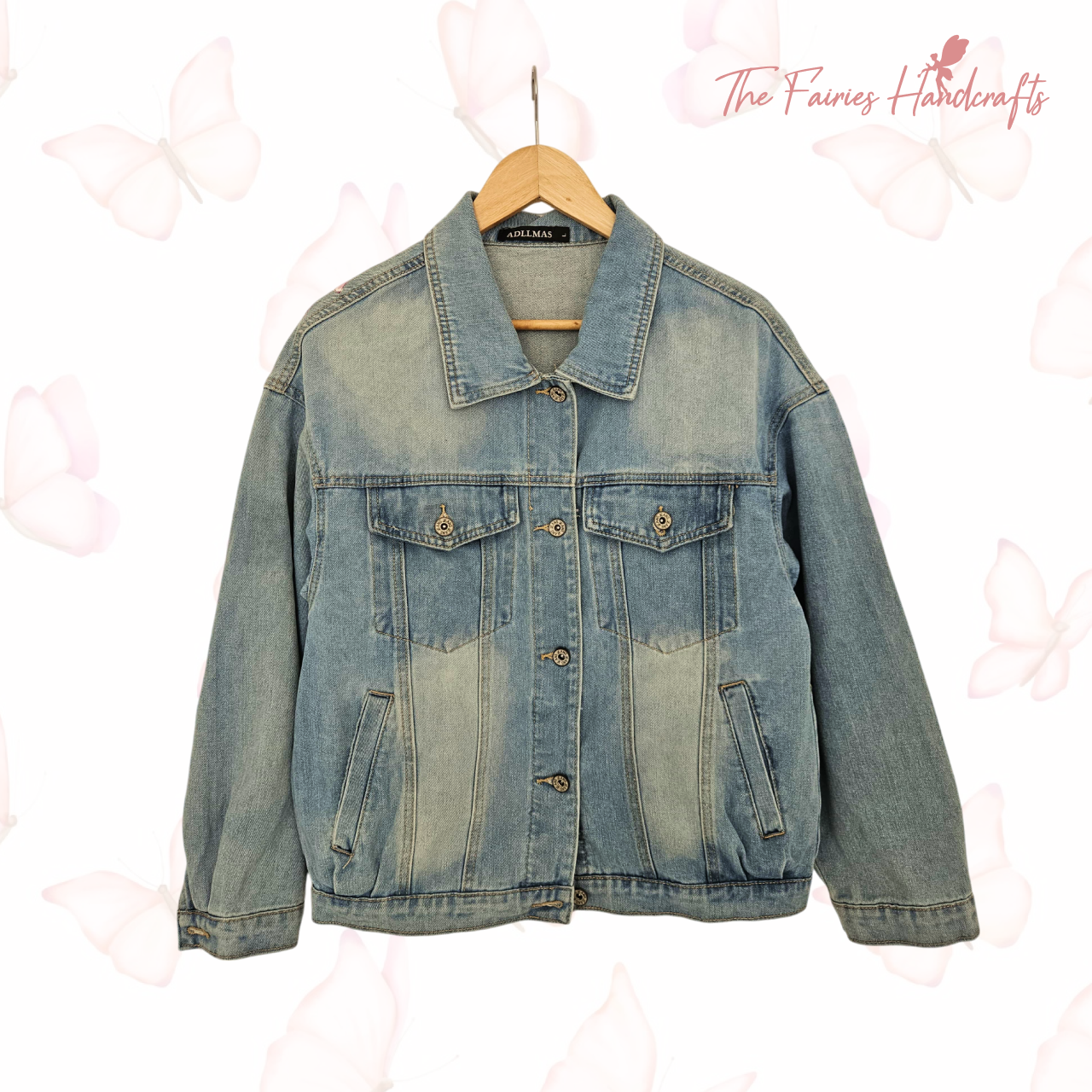 Butterfly Garden – Hand-Painted Denim Jacket