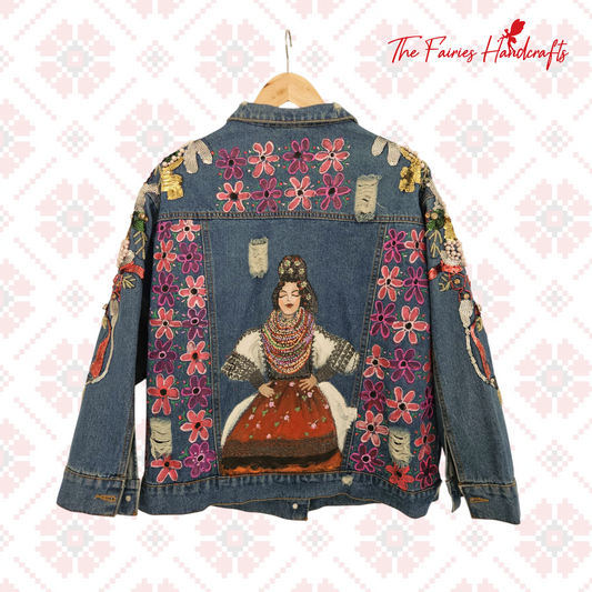 Maramureș Muse – Hand-Painted Denim Jacket