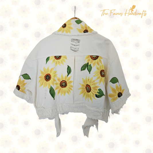 Sunflower Fields – Hand-Painted Cropped Jacket