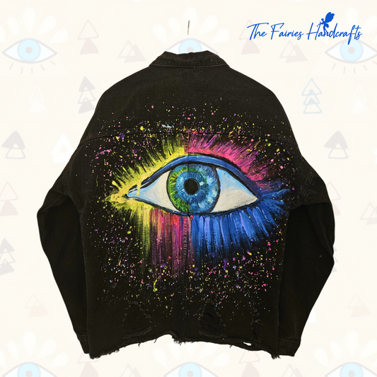 Visionary – Hand-Painted Black Denim Jacket