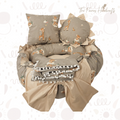 Custom-Made 100% Cotton Baby Nest Set (Grey Giraffe Print/Beige)