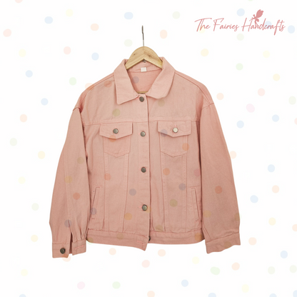 Mickey Vibes – Hand-Painted Pink Denim Jacket