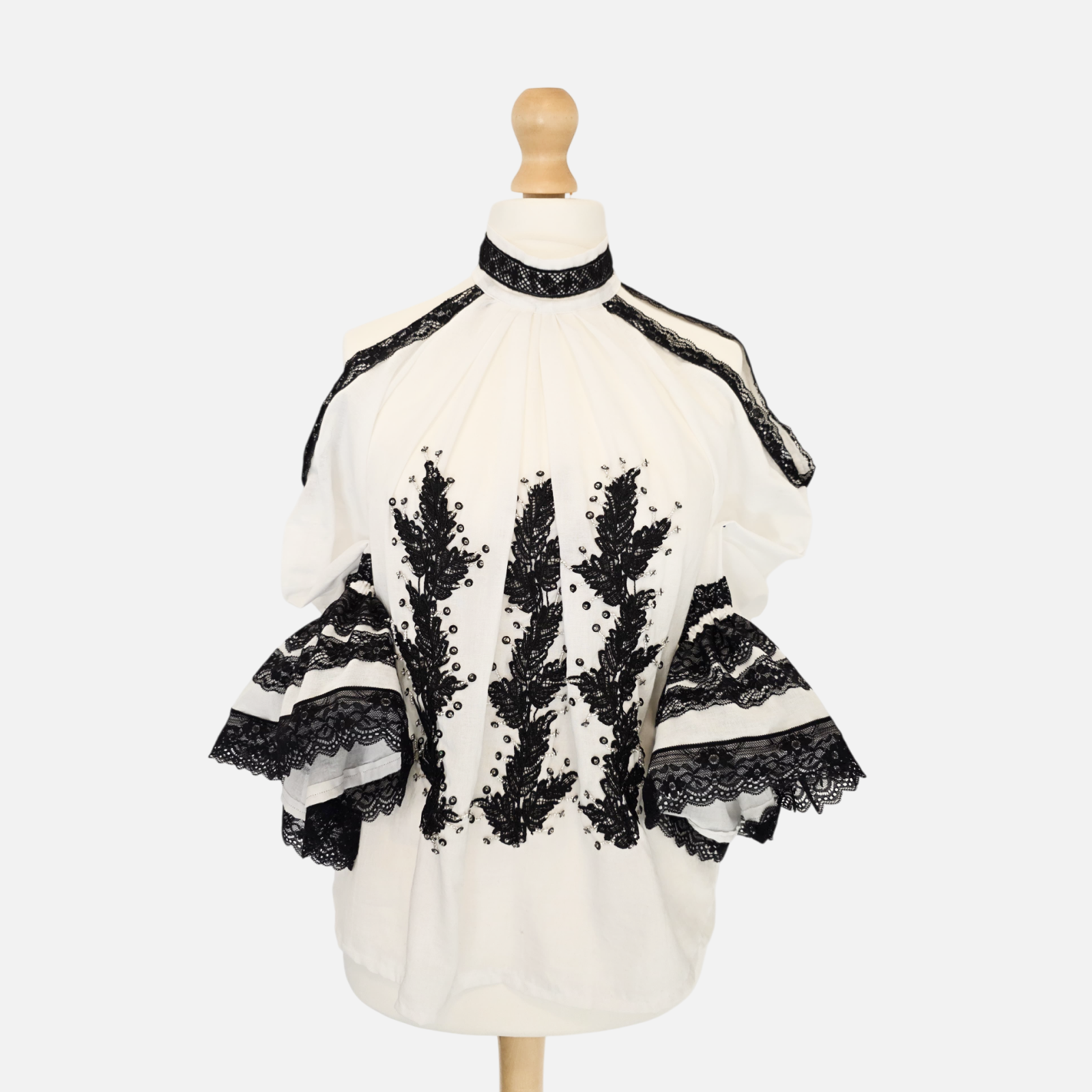 Noir Grace Romanian Blouse (Size: M/L) - Made to order