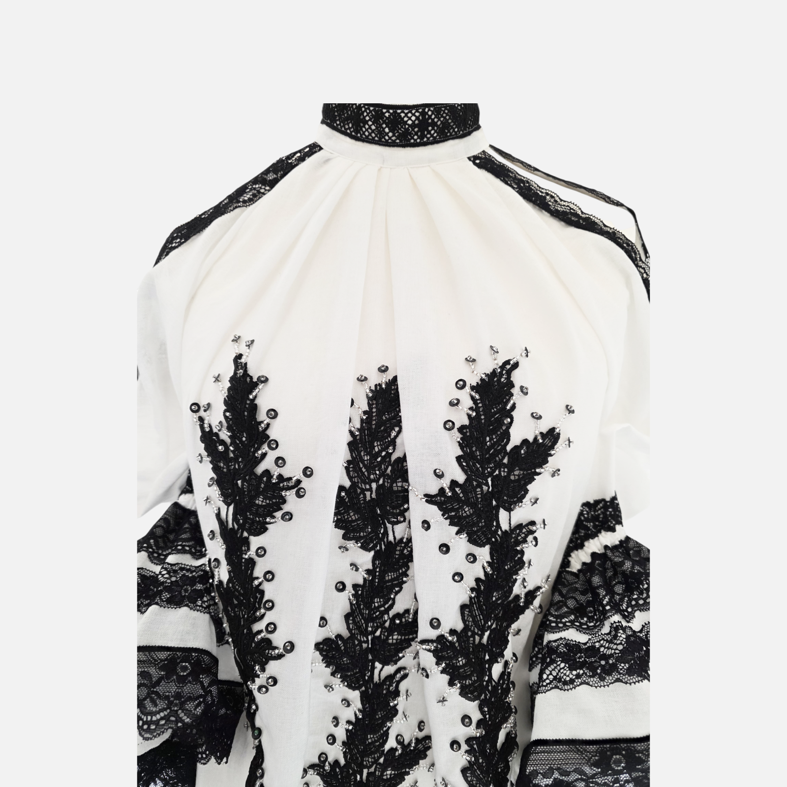 Noir Grace Romanian Blouse (Size: M/L) - Made to order