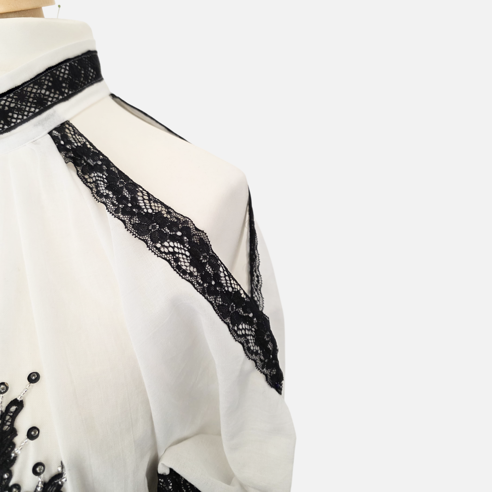 Noir Grace Romanian Blouse (Size: M/L) - Made to order