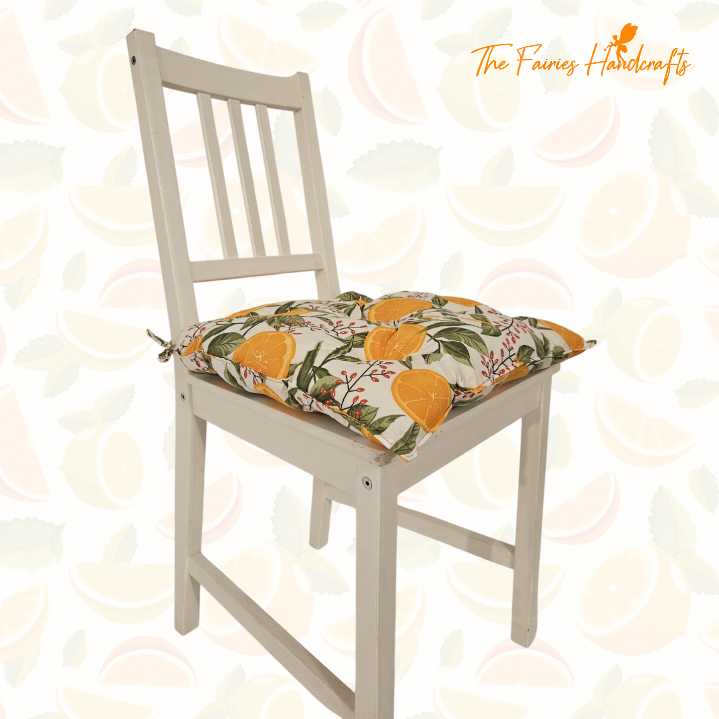 Handmade Cotton Chair Cushion – Citrus Bliss Design
