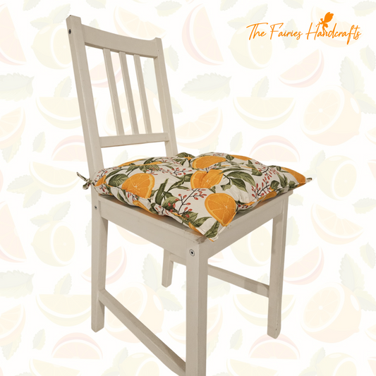 Handmade Cotton Chair Cushion – Citrus Bliss Design