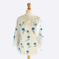 Blue Chicory Hand-Painted Romanian Ie (Size: M/L)