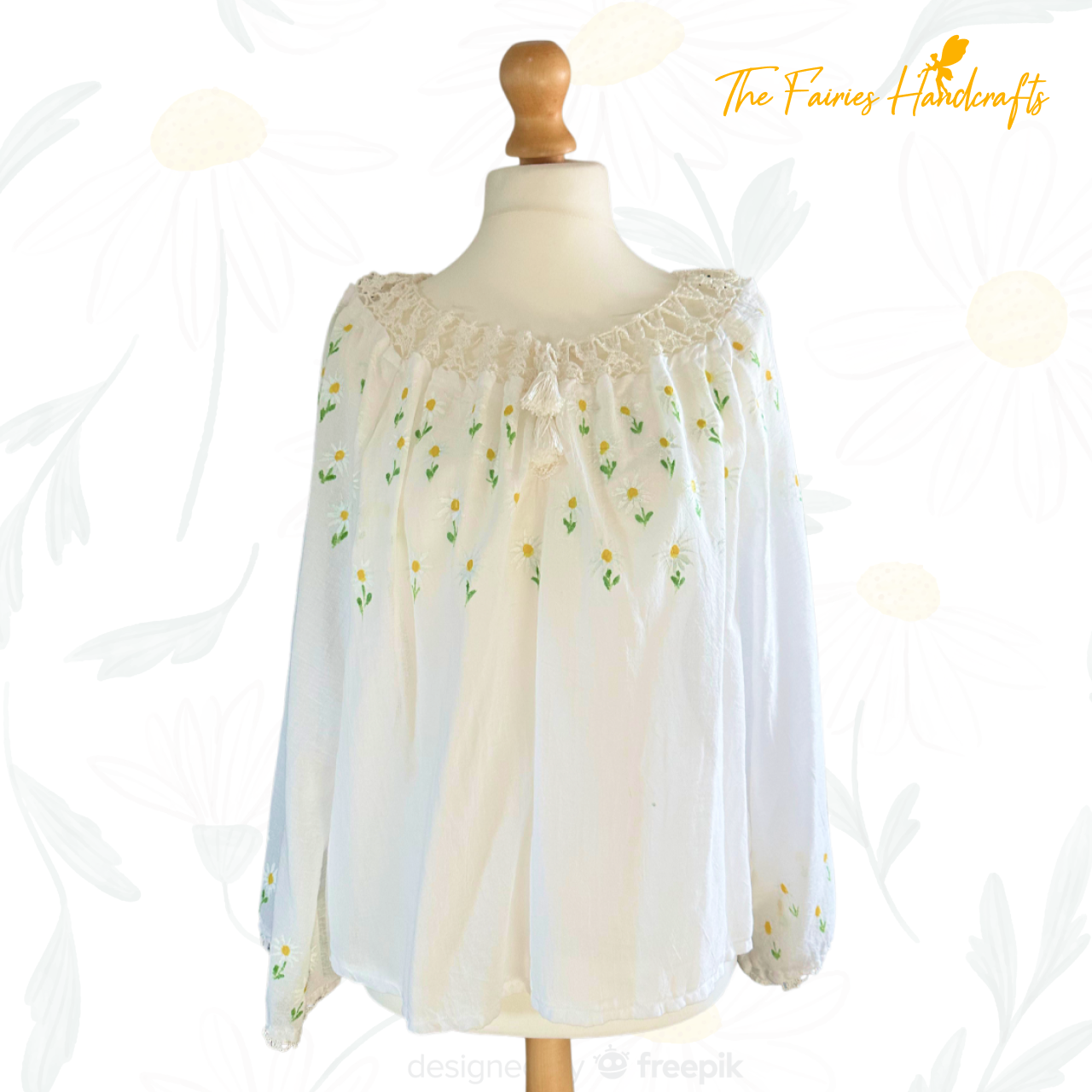 Chamomile Dreams Hand-Embroidered Romanian Ie