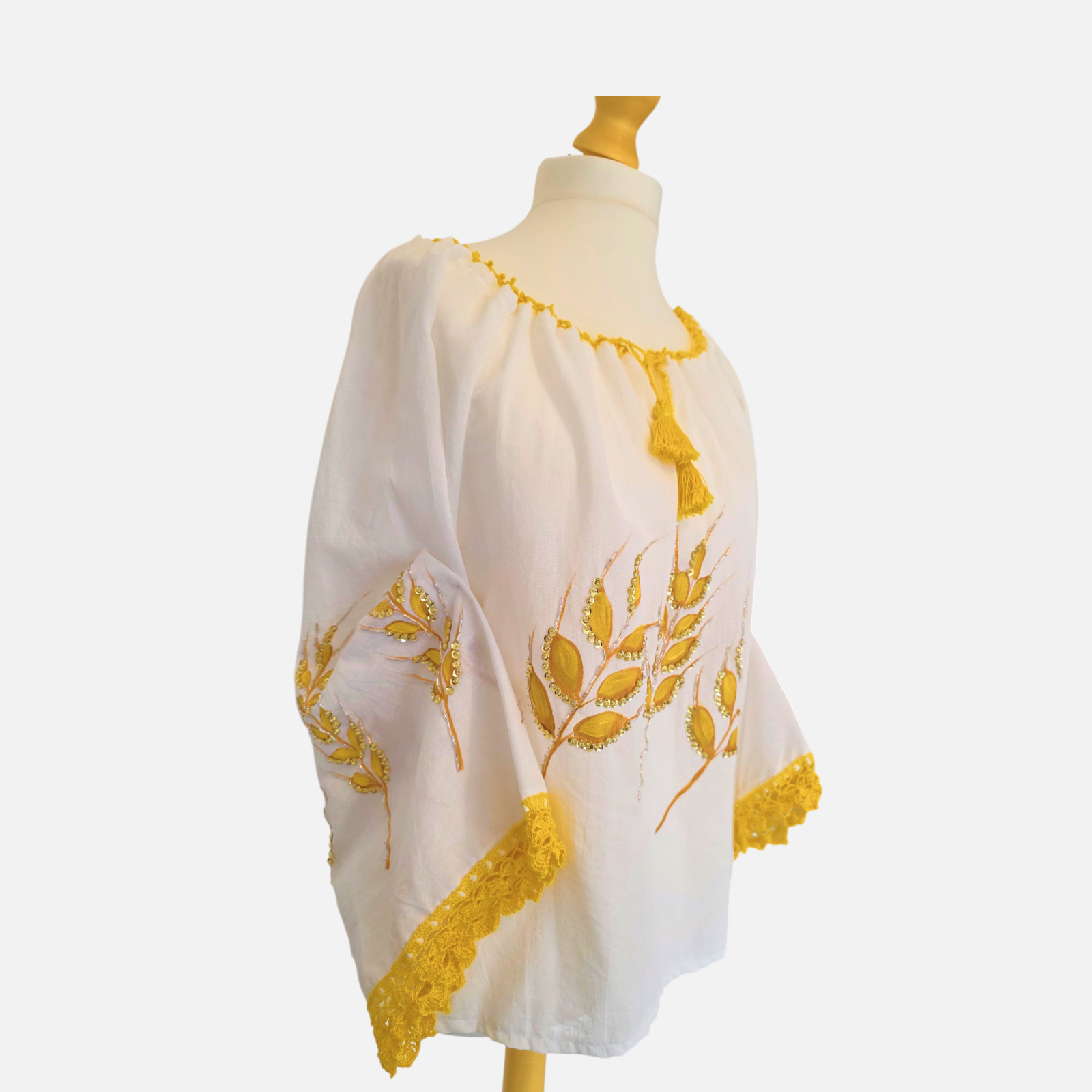 Golden Wheat Hand-Painted Romanian Ie (Size M/L)