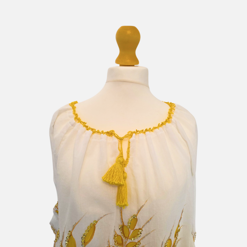 Golden Wheat Hand-Painted Romanian Ie (Size M/L)
