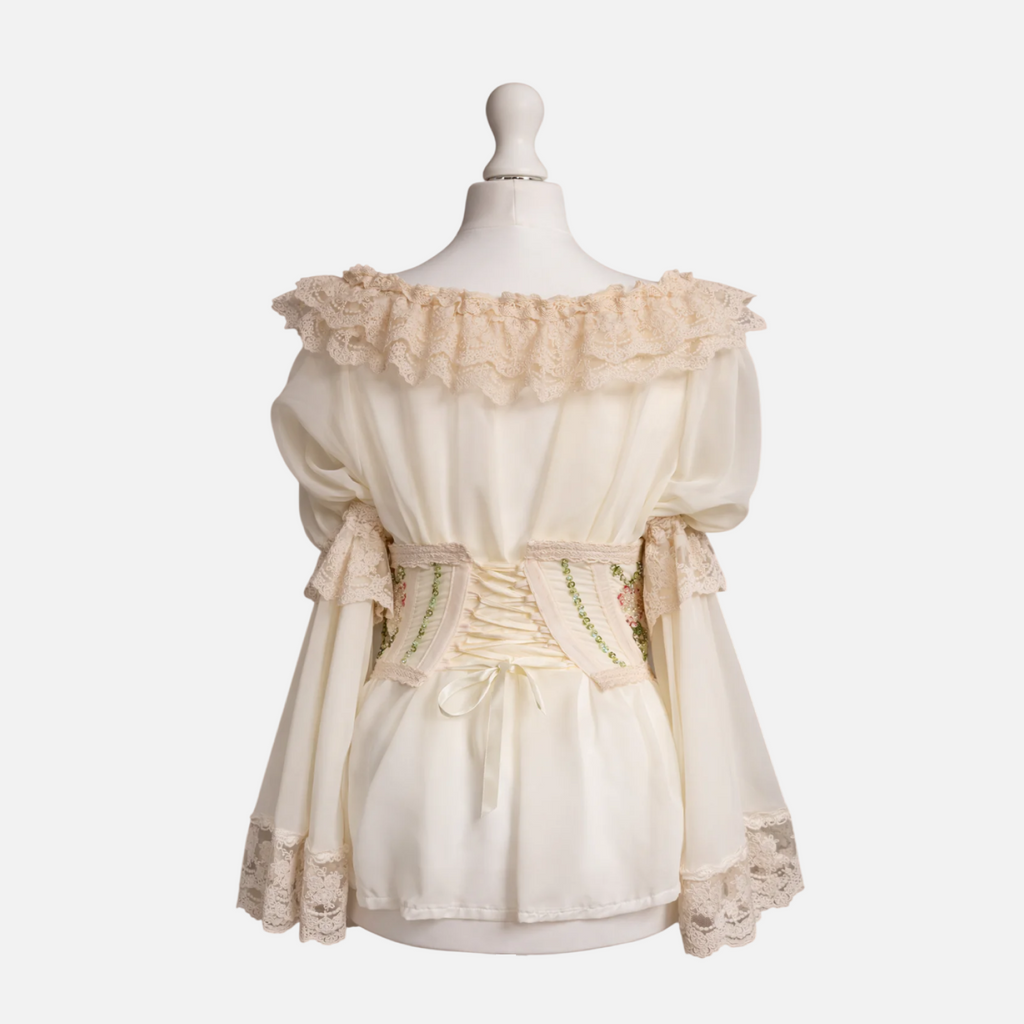 Handmade Romanian Floral Corset Blouse (M)