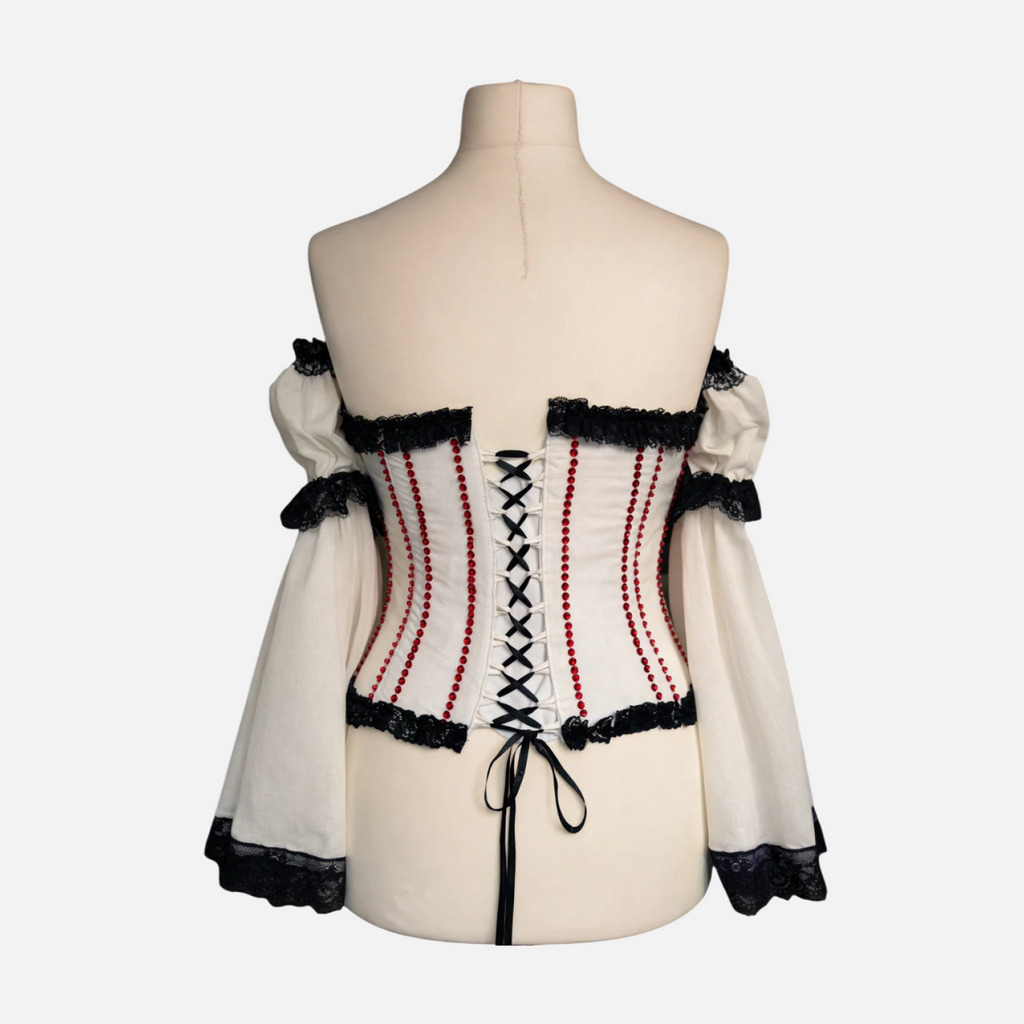 Handmade Corset Blouse with Crown Motif (M/L)
