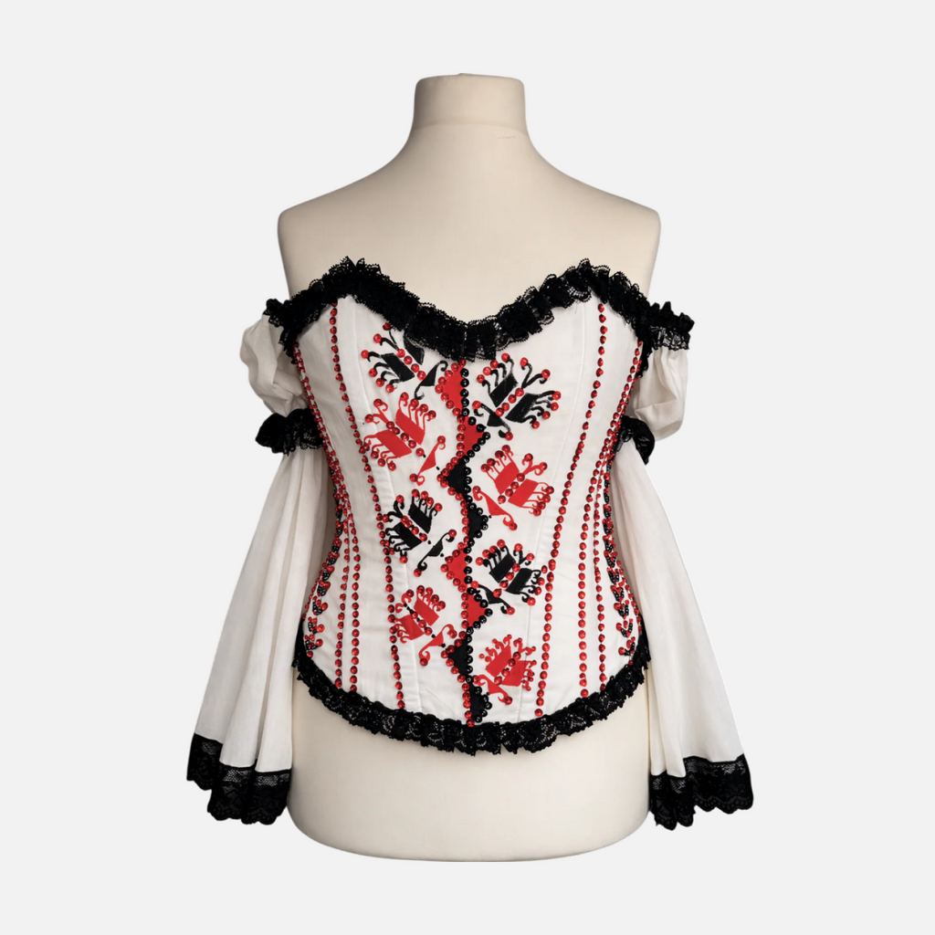 Handmade Corset Blouse with Crown Motif (M/L)