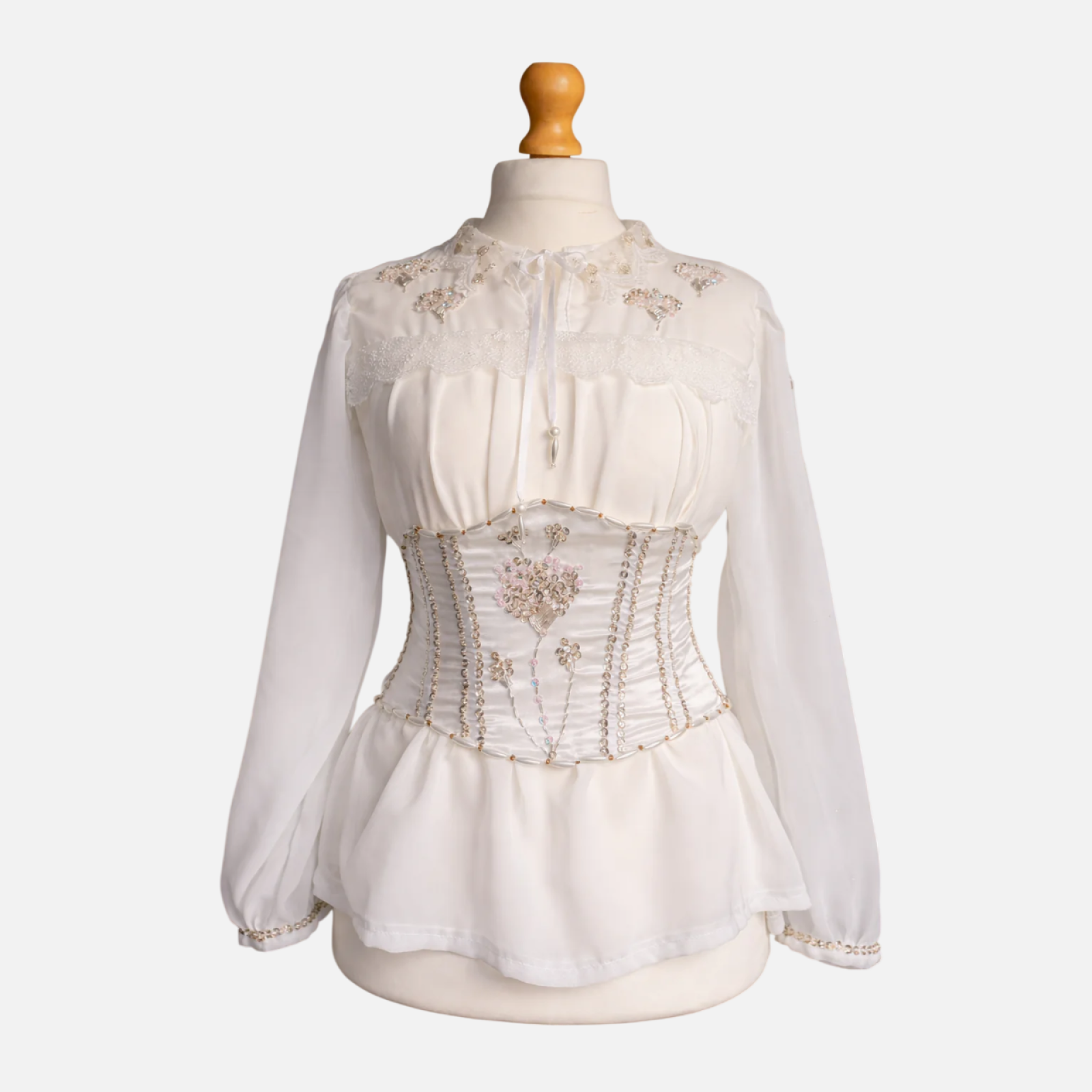Unique Handmade Romanian Beaded Corset Blouse (M)