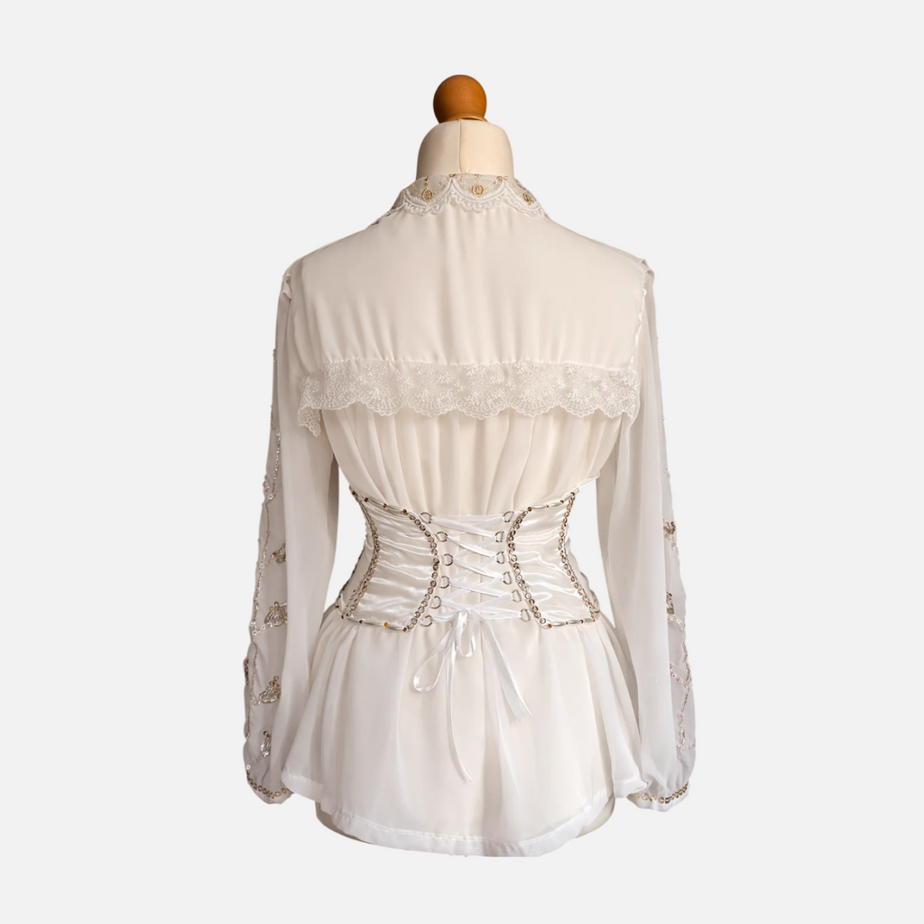 Unique Handmade Romanian Beaded Corset Blouse (M)