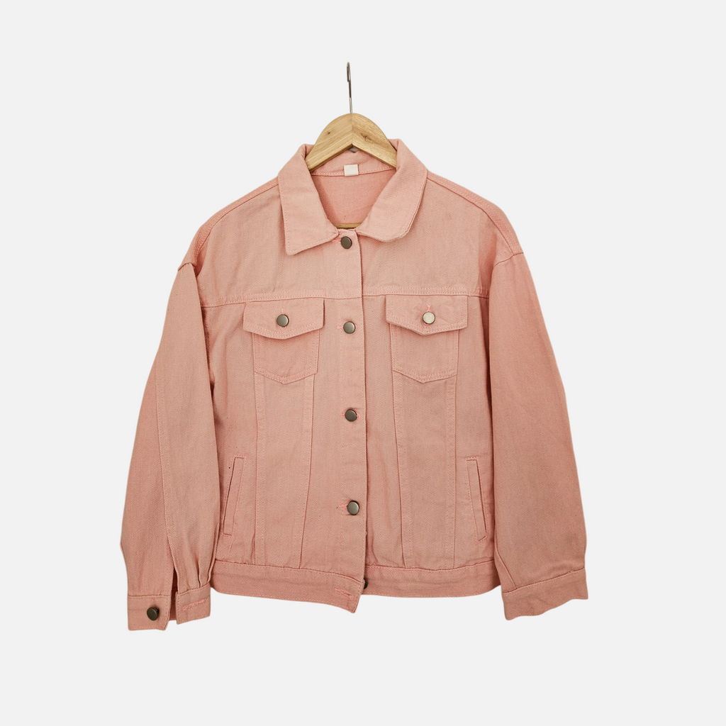 Mickey Vibes – Hand-Painted Pink Denim Jacket