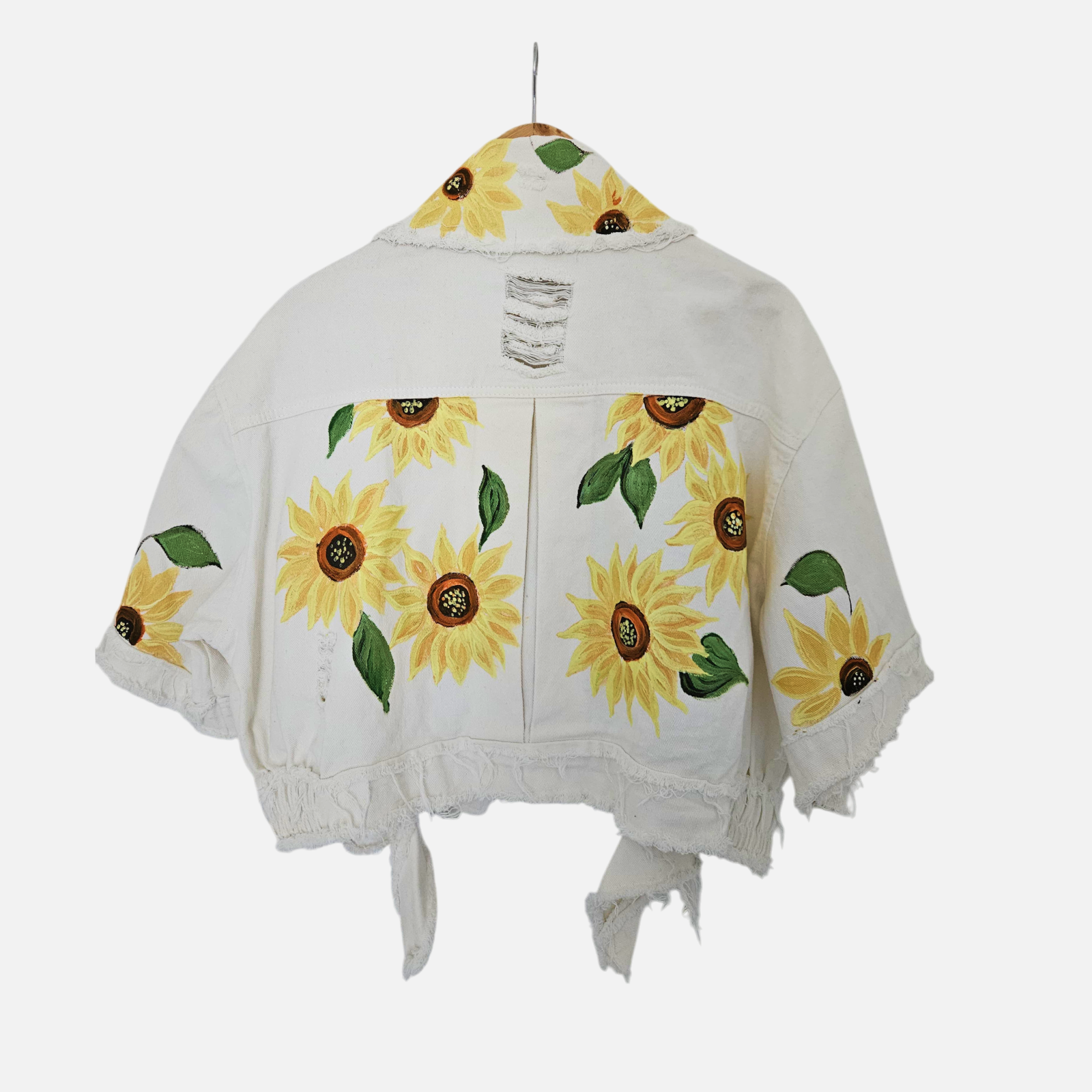 Sunflower Fields – Hand-Painted Cropped Jacket