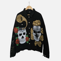 Skull Garden – Hand-Painted Black Denim Jacket
