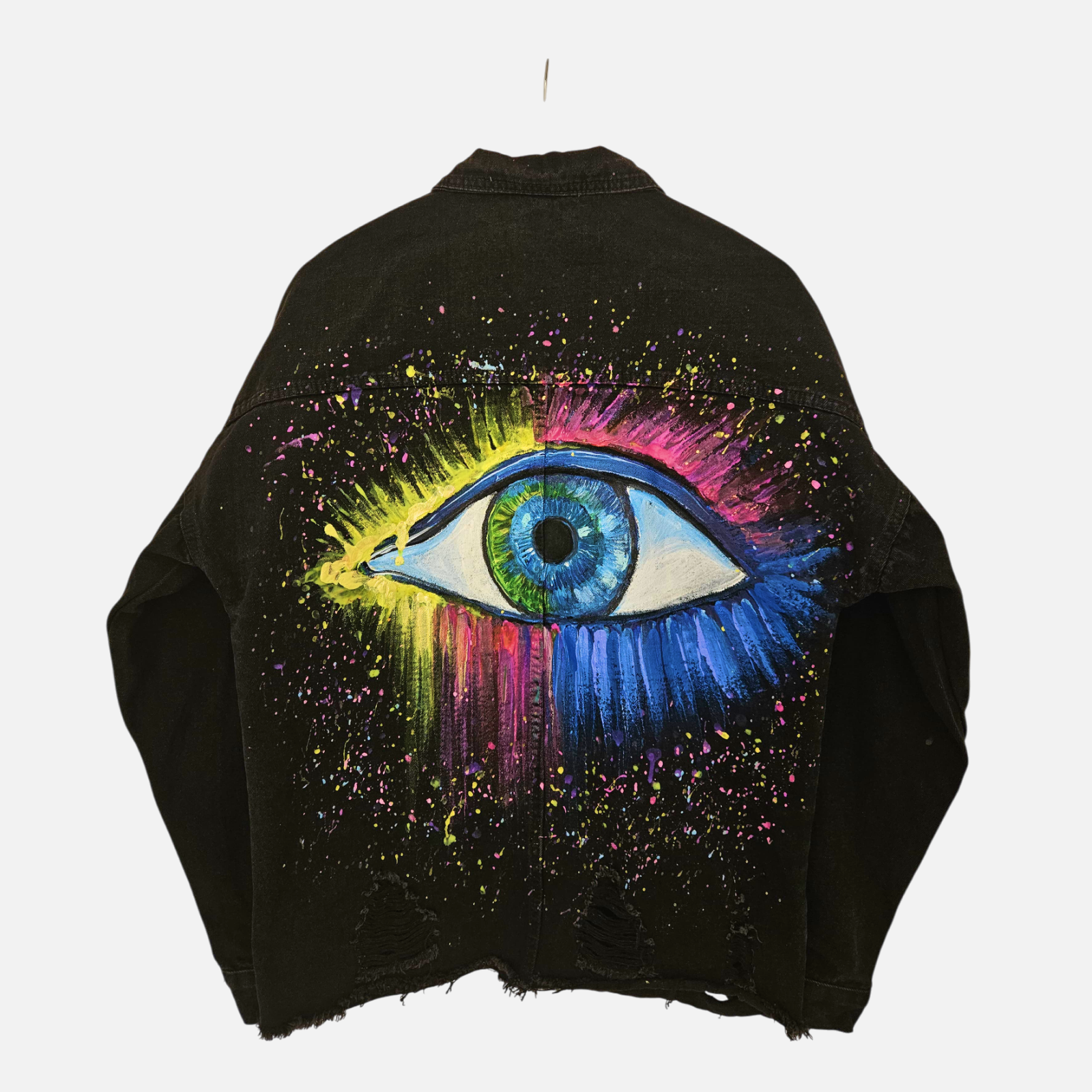 Visionary – Hand-Painted Black Denim Jacket