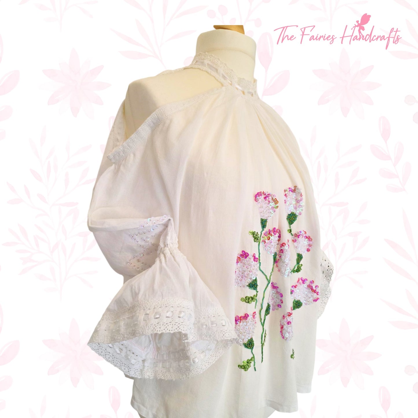 Blossom Elegance Hand-Embroidered Romanian Ie (Size M/L)