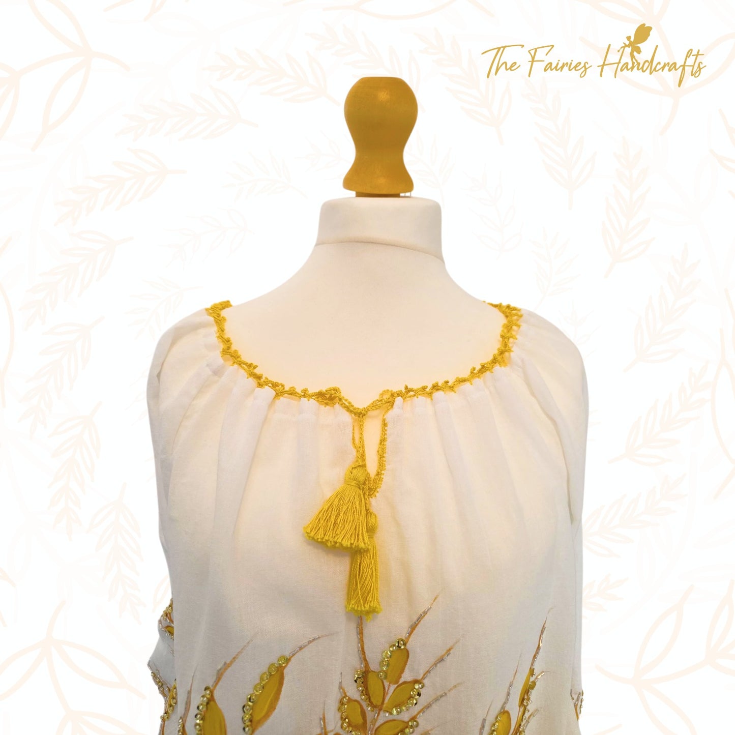 Golden Wheat Hand-Painted Romanian Ie (Size M/L)