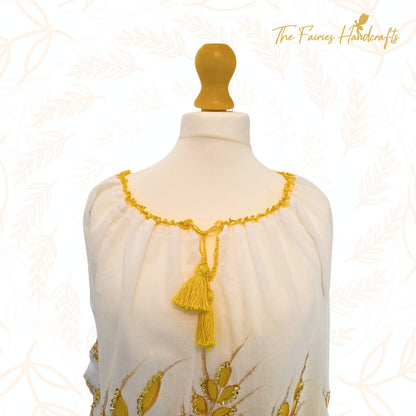 Golden Wheat Hand-Painted Romanian Ie (Size M/L)