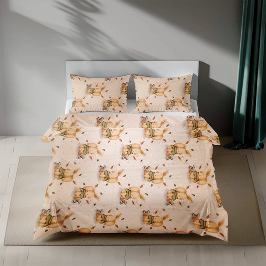 Autumn Snuggles – Bunny & Mouse Bedding Set (Size Double)