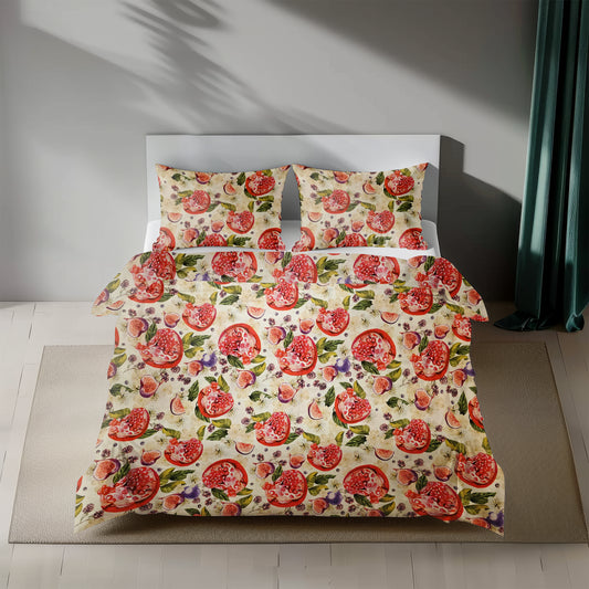 Pomegranate & Fig Satin Bedding Set (Size Double)