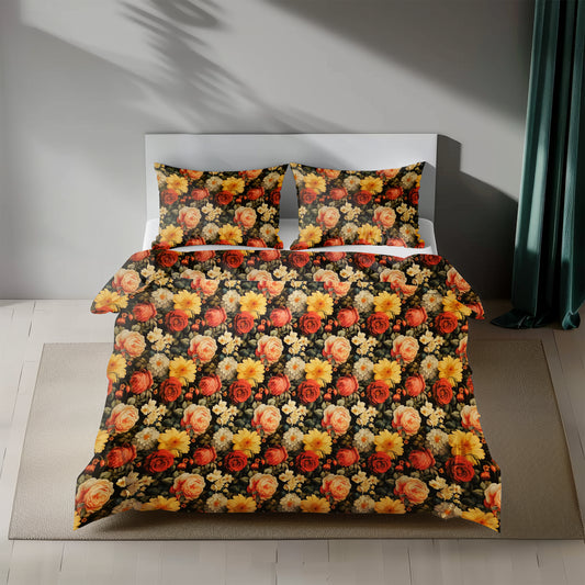 Garden Bloom Satin Cotton Bedding Set (Size Double)