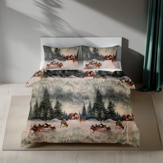 Whispering Pines – Winter Forest Bedding Set (Size Double)